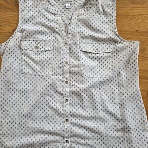 Croft & Barrow Cream and Brown Patterned Blouse